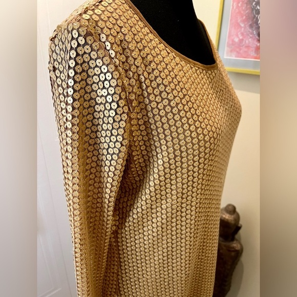 Costa Blanca gold sequin tunic dress / fully lined/  3/4 sleeves 💛💛💛💛In EUC. - Picture 9 of 12